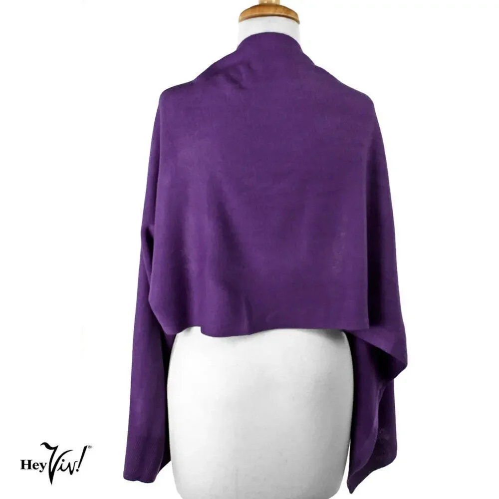 Purple Button Shawl Shrug Wrap 60